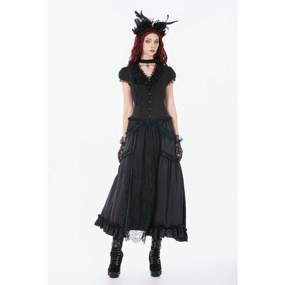 Dark in Love Gothic Victorian Vampire Vkei Black Lace & Ruffle Skirt M-XL - Picture 12 of 12